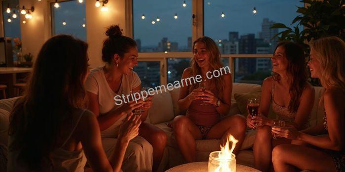 private-stripper-party-guide | Stripper Near Me Friends enjoying a private party with stripper entertainment in upscale setting
